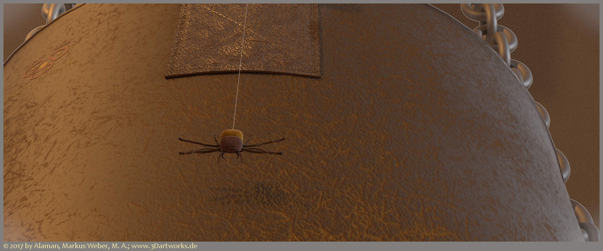 Innenarchitektur: Attacke einer Spinne in schmalem Raum Innenarchitektur: Attacke einer Spinne in schmalem Raum