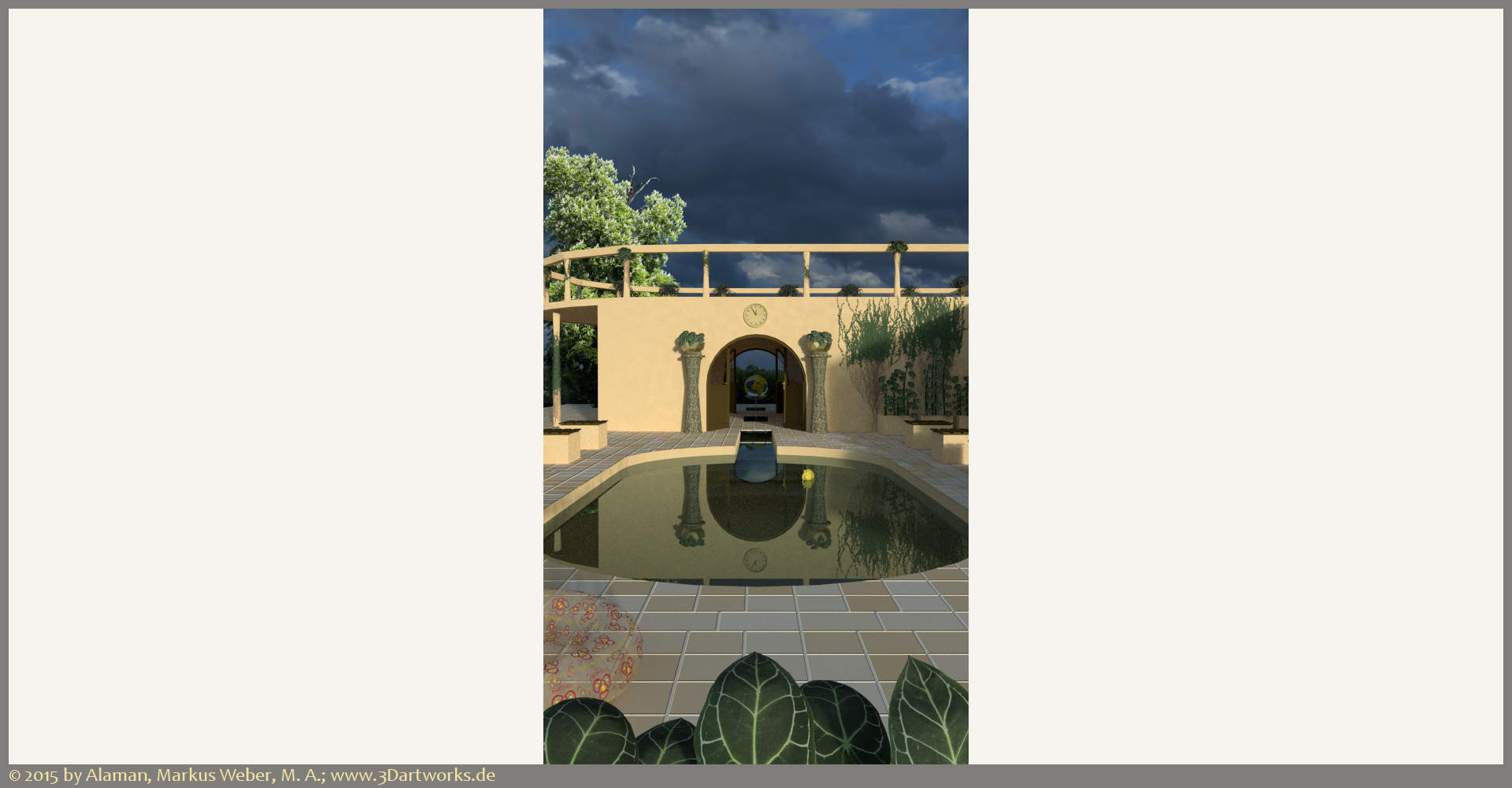 Work in progress at Alaman 3D Artworks: architectural visualization, water in abundance.